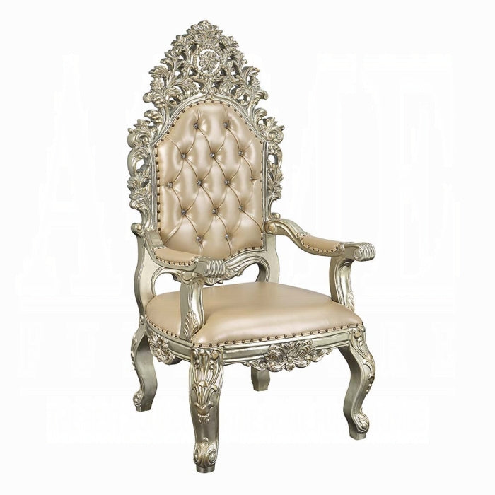 Acme DN01210 Set of 2 Astoria grand Sorina antique gold finish wood 18th century french inspired baroque ornate throne style arm chairs