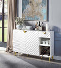 Acme DN01260  Everly quinn gaines white high gloss finish wood gold accents modern sideboard server bar buffet console cabinet