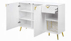 Acme DN01260  Everly quinn gaines white high gloss finish wood gold accents modern sideboard server bar buffet console cabinet