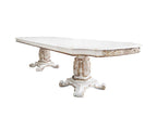 DN01351 7 pc Vendome antique pearl hand brushed gold finish wood carved ornate accents dining table set