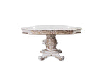 DN01346 7 pc Vendome antique pearl hand brushed gold finish wood carved ornate accents 136" dining table set