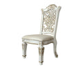 DN01347 Set of 2 Vendome antique pearl hand brushed gold finish wood carved ornate accents dining chairs
