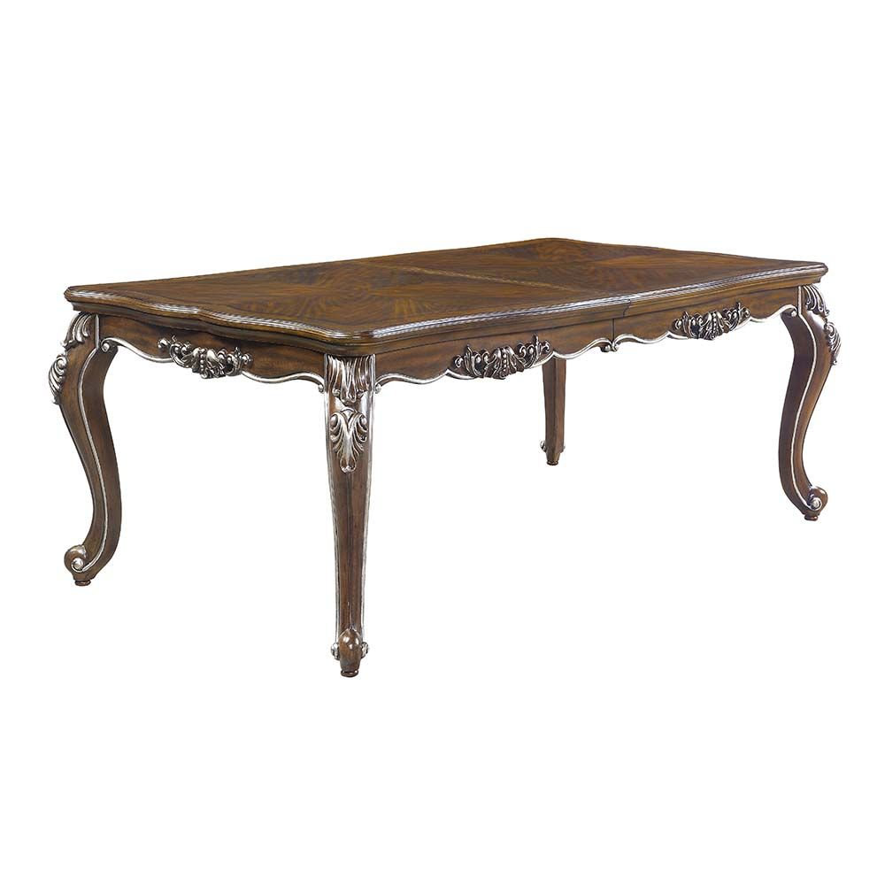 DN01356 7 pc Latisha antique oak finish wood carved ornate accents leg 96" dining table set