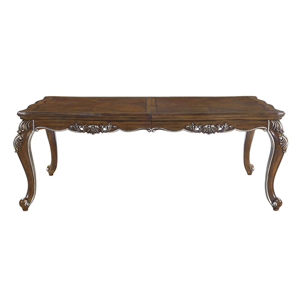 DN01356 7 pc Latisha antique oak finish wood carved ornate accents leg 96" dining table set