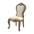 Acme DN01358 Set of 2 Latisha antique oak finish wood carved ornate accents fabric upholstered dining chairs