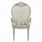 DN01368 7 pc Bently champagne finish wood carved ornate accents tempered glass top 114" dining table set