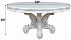 Acme DN01388 7 pc Astoria grand welton versailles bone white wash finish wood 60" round dining table set