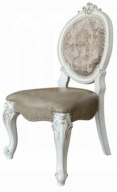 Acme DN01388 7 pc Astoria grand welton versailles bone white wash finish wood 60" round dining table set