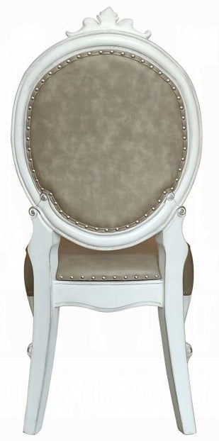 Acme DN01388 7 pc Astoria grand welton versailles bone white wash finish wood 60" round dining table set