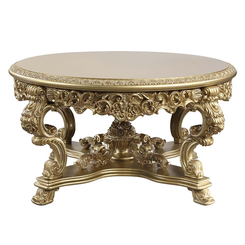 Acme DN01469-5PC 5 pc Astoria grand Bernadette gold finish wood 18th century french inspired baroque ornate 64" round dining table set