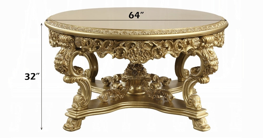 Acme DN01469-5PC 5 pc Astoria grand Bernadette gold finish wood 18th century french inspired baroque ornate 64" round dining table set