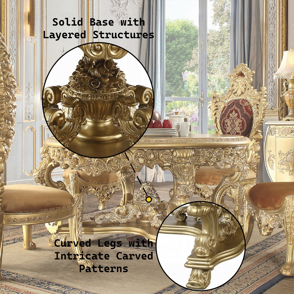 Acme DN01469-5PC 5 pc Astoria grand Bernadette gold finish wood 18th century french inspired baroque ornate 64" round dining table set