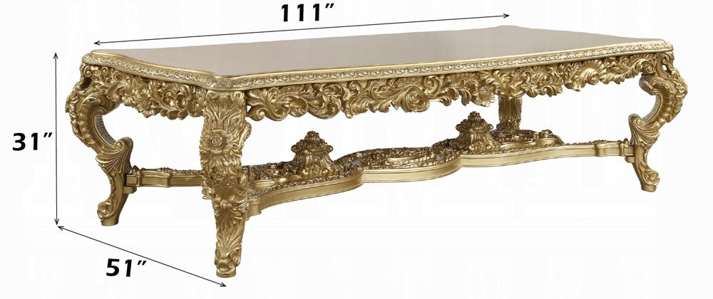 Acme DN01470-7PC 7 pc Astoria grand Bernadette gold finish wood 18th century french inspired baroque ornate dining table set