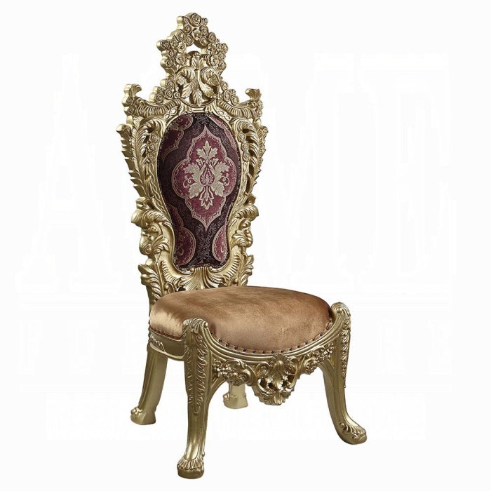 Acme DN01471 2 pc Andrew home Bernadette gold finish wood 18th century french inspired baroque ornate dining throne side chairs