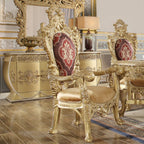 Acme DN01470-7PC 7 pc Astoria grand Bernadette gold finish wood 18th century french inspired baroque ornate dining table set