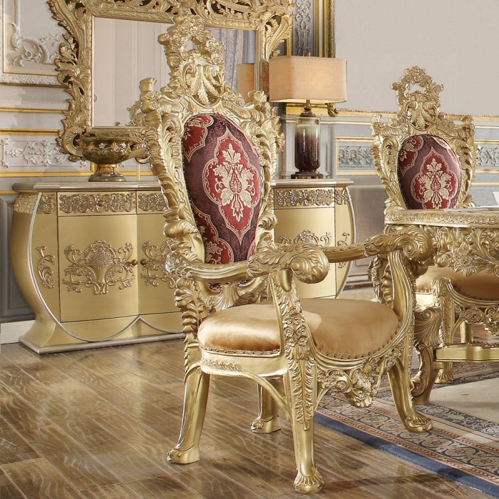 Acme DN01470-7PC 7 pc Astoria grand Bernadette gold finish wood 18th century french inspired baroque ornate dining table set