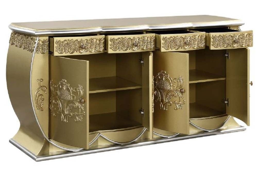 Acme DN01473 Astoria grand Bernadette gold finish wood 18th century french inspired baroque ornate dining buffet server sideboard hall entry cabinet