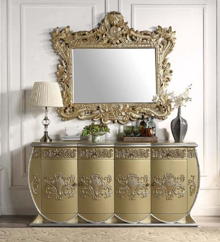 Acme DN01473 Astoria grand Bernadette gold finish wood 18th century french inspired baroque ornate dining buffet server sideboard hall entry cabinet