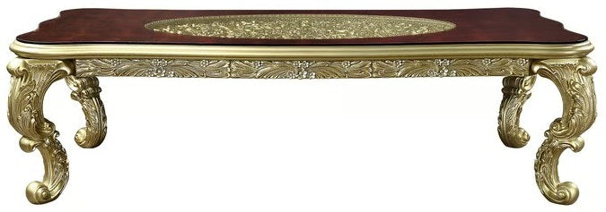 Acme DN01482-7PC 7 pc Astoria grand Cabriole gold finish wood 18th century french inspired baroque ornate dining table set