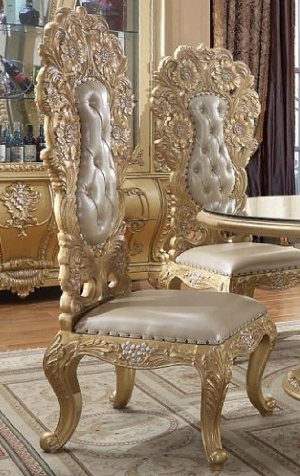 Acme DN01482-7PC 7 pc Astoria grand Cabriole gold finish wood 18th century french inspired baroque ornate dining table set