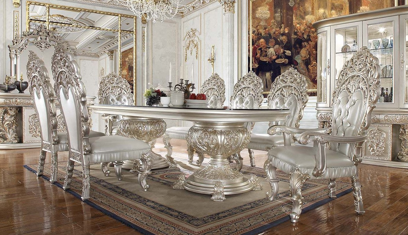 Acme DN01494-7PC 7 pc Astoria grand Sandoval champagne finish wood 18th century french inspired baroque ornate dining table set