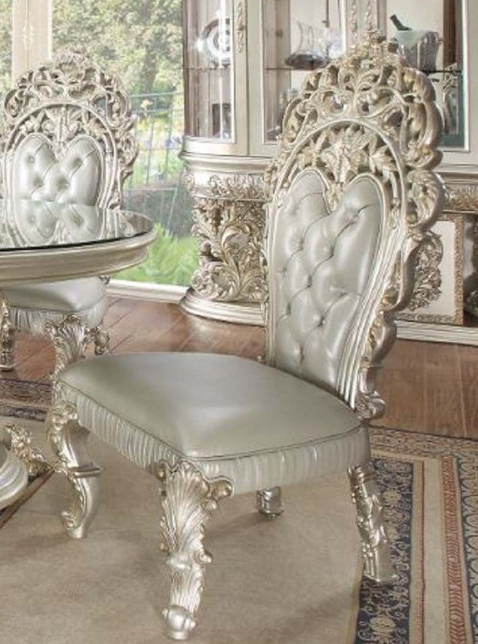 Acme DN01493-5PC 5 pc Astoria grand Sandoval champagne finish wood 18th century french inspired baroque ornate 60" round dining table set