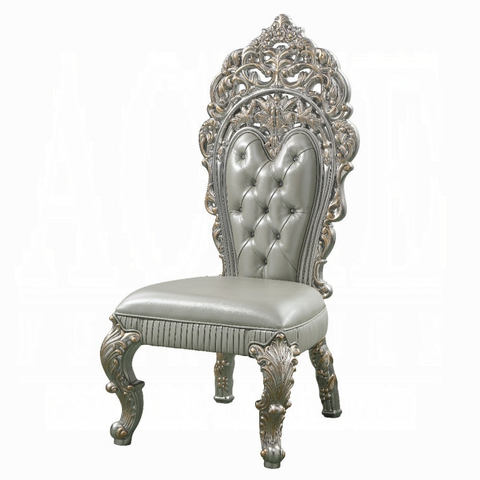 Acme DN01495 2 pc Astoria grand Sandoval champagne finish wood 18th century french inspired baroque ornate dining throne side chairs