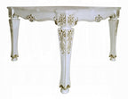 Acme DN01515-7PC 7 pc Vendome antique pearl finish wood counter height dining table set pearl faux leather upholstery
