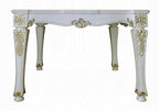 Acme DN01515-7PC 7 pc Vendome antique pearl finish wood counter height dining table set pearl faux leather upholstery