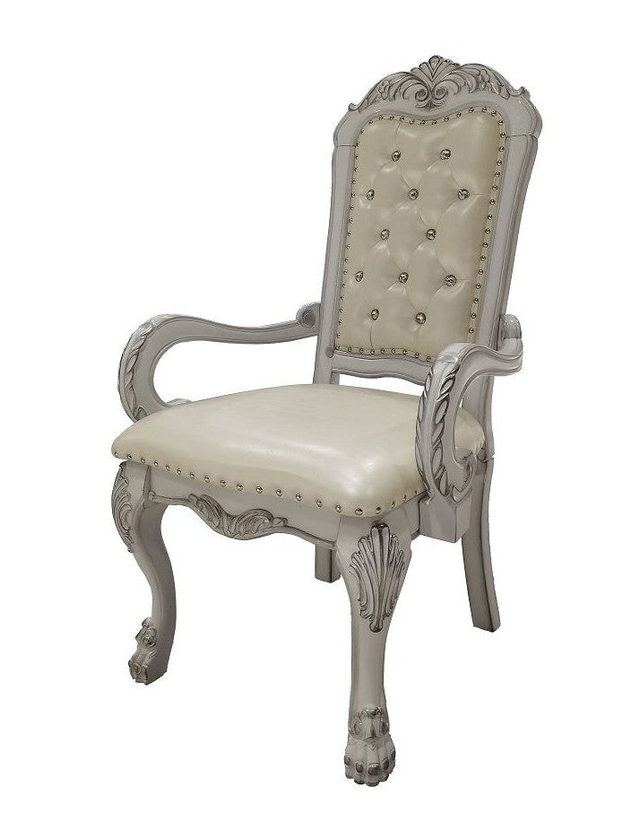 Acme DN01694 7 pc Astoria grand penaflor dresden vintage bone finish wood trestle base dining table set