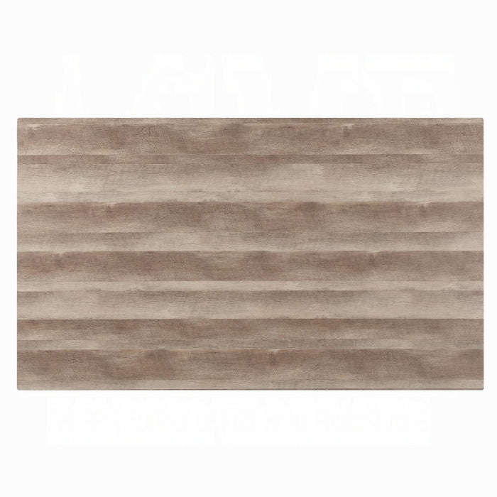 Acme DN01757-7PC 7 pc Charlton home Zudora black finish metal frame antique oak finish wood top dining table set