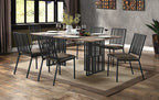 Acme DN01757-7PC 7 pc Charlton home Zudora black finish metal frame antique oak finish wood top dining table set