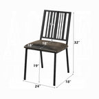 Acme DN01757-7PC 7 pc Charlton home Zudora black finish metal frame antique oak finish wood top dining table set