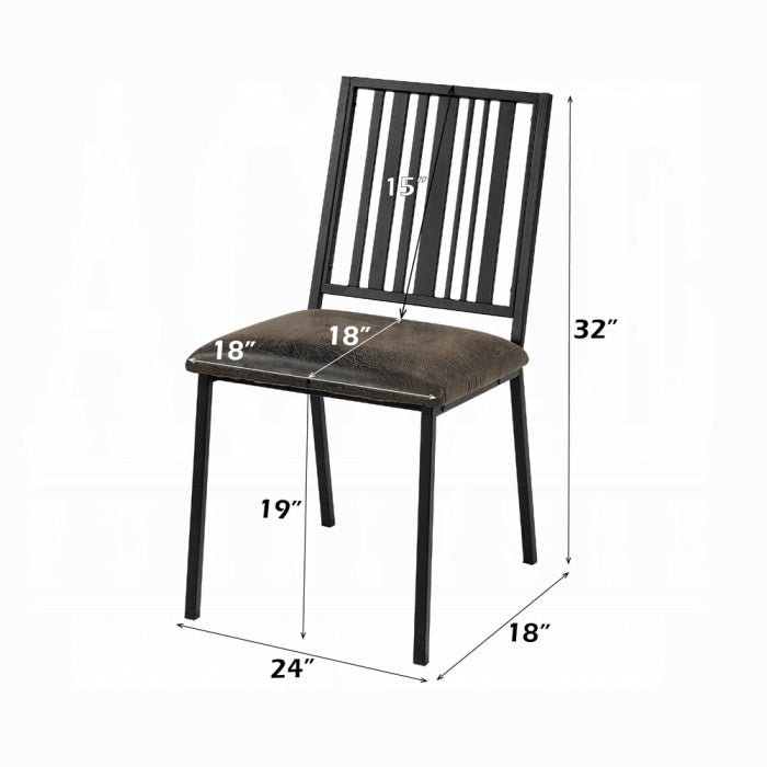 Acme DN01757-7PC 7 pc Charlton home Zudora black finish metal frame antique oak finish wood top dining table set