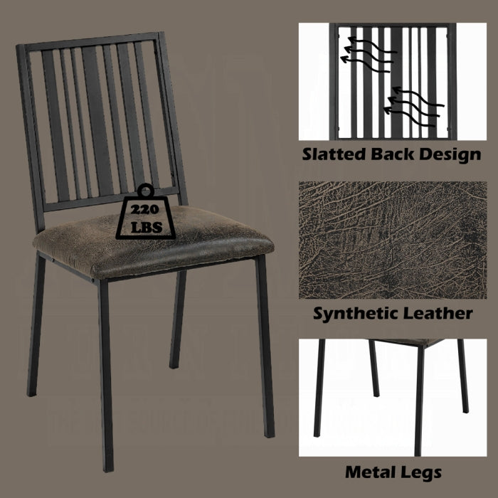 Acme DN01757-7PC 7 pc Charlton home Zudora black finish metal frame antique oak finish wood top dining table set