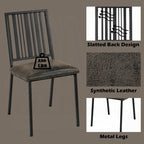 Acme DN01757-7PC 7 pc Charlton home Zudora black finish metal frame antique oak finish wood top dining table set