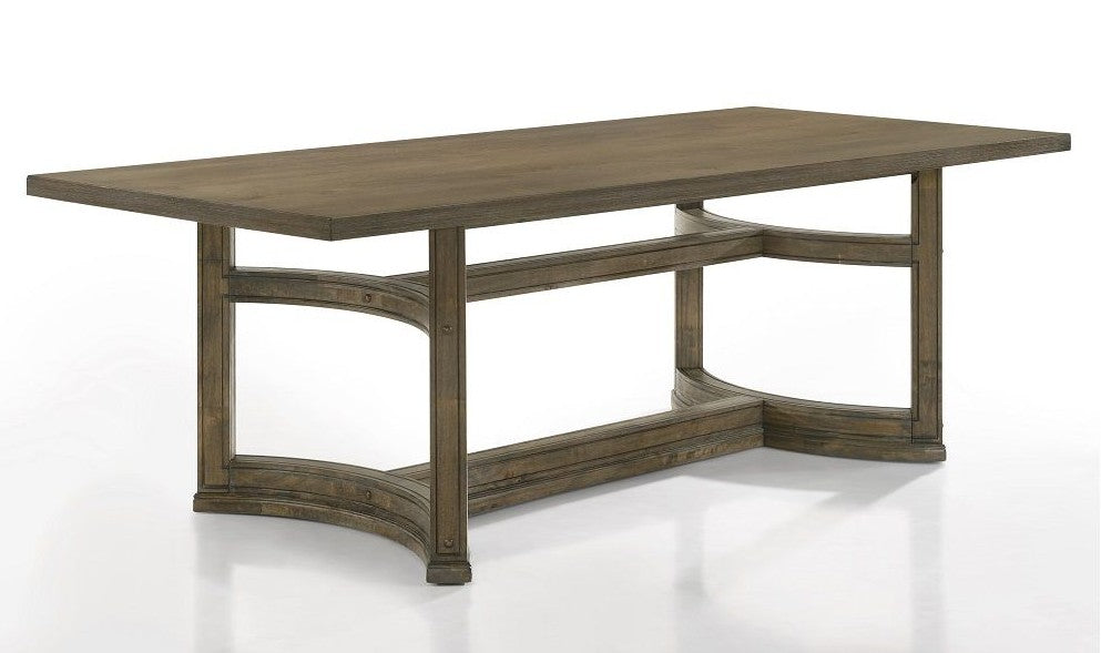 Acme DN01807-7PC 7 pc Parfield weathered oak finish wood dining table set grey fabric chairs