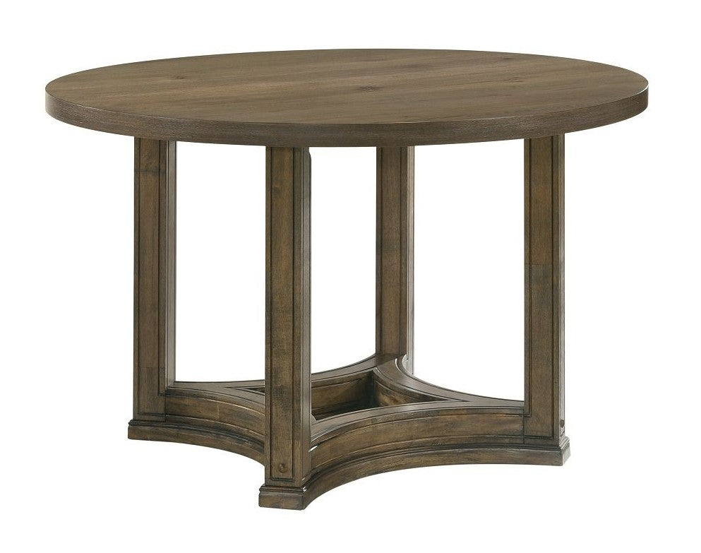 Acme DN01809-5PC 5 pc Parfield weathered oak finish wood 47" round dining table set grey fabric chairs