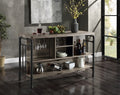 Acme DN01935 Edina antique oak finish wood and sandy grey metal accents kitchen island