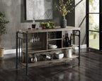 Acme DN01935 Edina antique oak finish wood and sandy grey metal accents kitchen island
