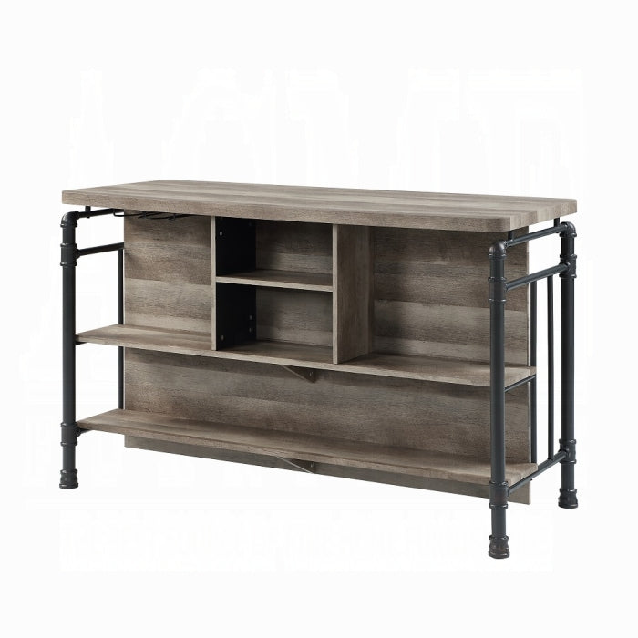 Acme DN01935 Edina antique oak finish wood and sandy grey metal accents kitchen island