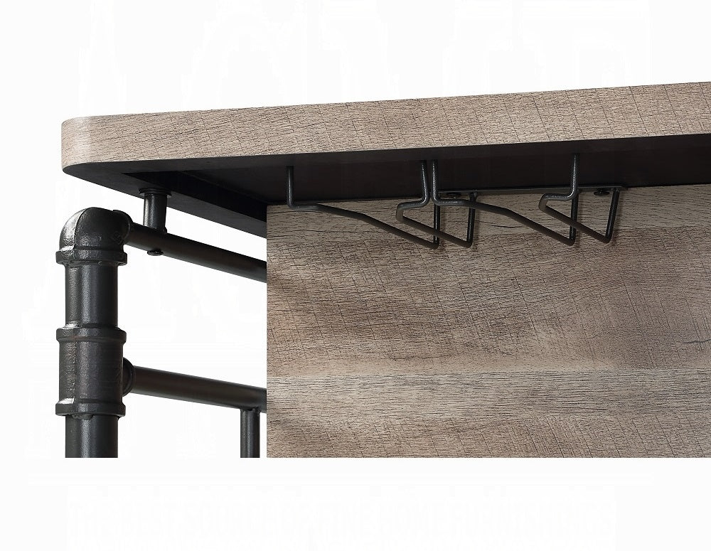 Acme DN01935 Edina antique oak finish wood and sandy grey metal accents kitchen island