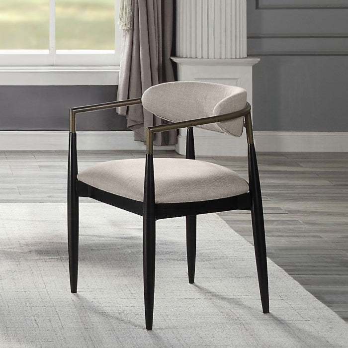Acme DN02695-6PC-WH 6 pc Jaramillo black finish wood modern dining table set gold accent trim
