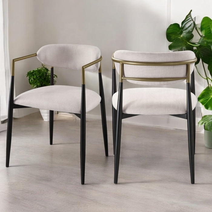 Acme DN02695-6PC-WH 6 pc Jaramillo black finish wood modern dining table set gold accent trim