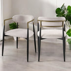 Acme DN02695-6PC-WH 6 pc Jaramillo black finish wood modern dining table set gold accent trim