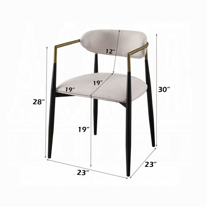 Acme DN02695-6PC-WH 6 pc Jaramillo black finish wood modern dining table set gold accent trim