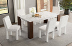 Acme DN02157-7PC  7 pc Hettie engineered stone top walnut finish wood dining table set