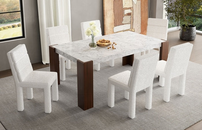 Acme DN02157-7PC  7 pc Hettie engineered stone top walnut finish wood dining table set
