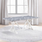 Acme DN02159-7PC  7 pc Canora grey Hollyn white wood base grey and white engineered marble top dining table set