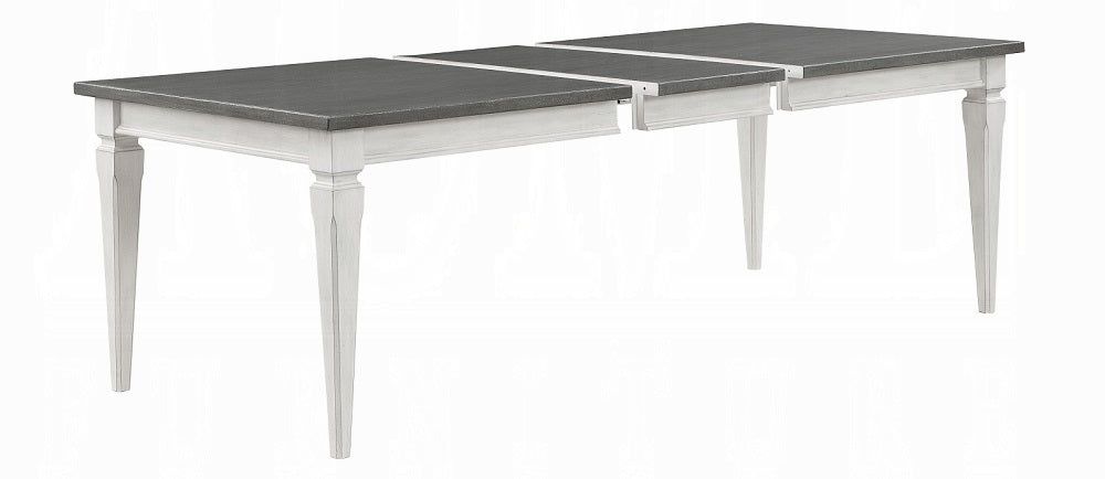 Acme DN02273-7PC 7 pc Katia weathered grey and white finish wood dining table set